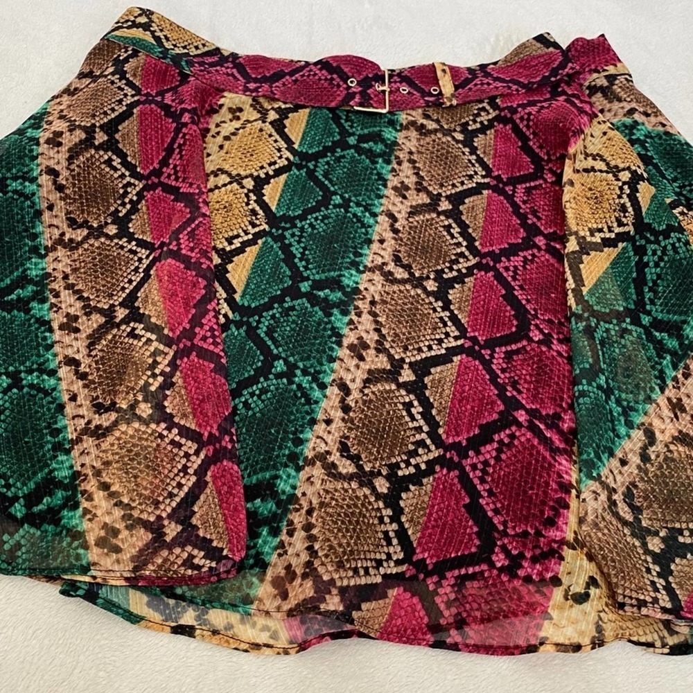 Women's Multicolor Snake-Print Flared Skirt